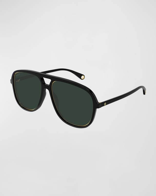 Acetate & Metal Aviator Sunglasses